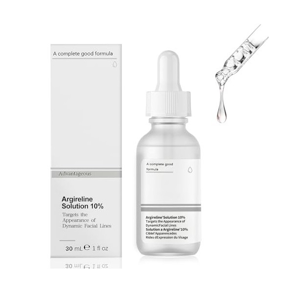Argireline Solution 10%, Argireline Serum Visage, Serum Hydratant Visage, Atténue les Ridules, Améliore la Texture de la Peau...