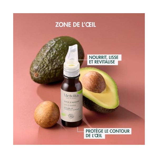 Melvita - Huile dAvocat Naturelle - Huiles De Beauté - Nourrit et Répare Visage, Corps, Cheveux - Riche en Vitamines - pour ...