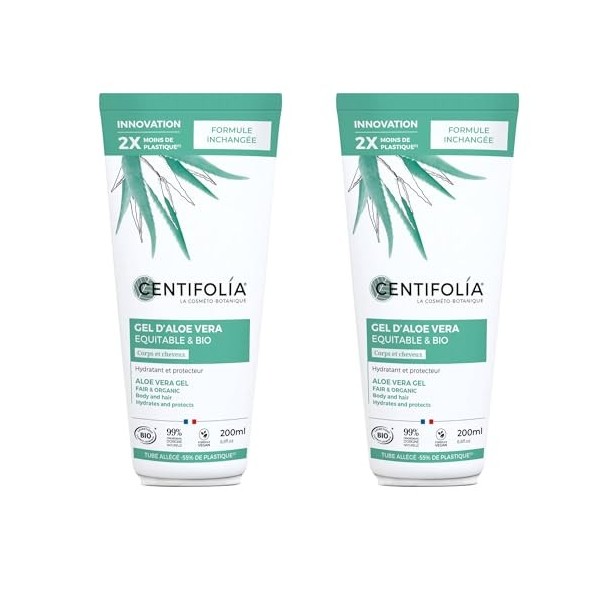 CENTIFOLIA | Gel d’Aloe Vera Bio | Hydrate & Apaise | Absorption Rapide | Gamme Équitable & Bio | Texture Légère | Visage, Co...