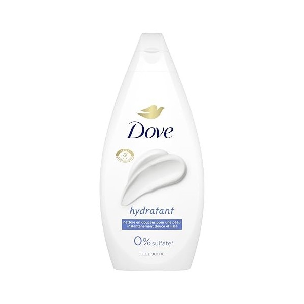 DOVE - Gel Douche - Essentiel Hydratant - Nettoie en douceur et adoucit la peau - Testé dermatologiquement - 0% Sulfate lot ...
