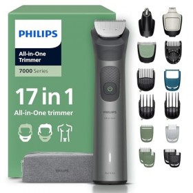 Philips Multigroom série 7000 Tondeuse tout-en-un 17 accessoires – tondeuse pour barbe, cheveux et corps, lames en métal auto...