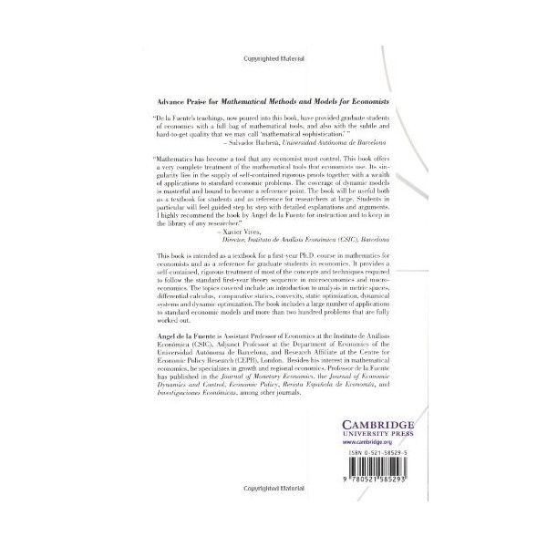 Mathematical Methods and Models for Economists