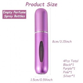 WSeltrium 4 Pièces Vaporisateur Parfum Vide Voyage,Mini bouteille de parfum pour sac à main Bagages de poche,Flacon Vide Port