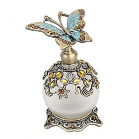 LiuliuBull Bouteille de Parfum en Verre Rechargeable Vide avec émail Papillon Essentiel bâton de bâton dhuile de métal Fanta