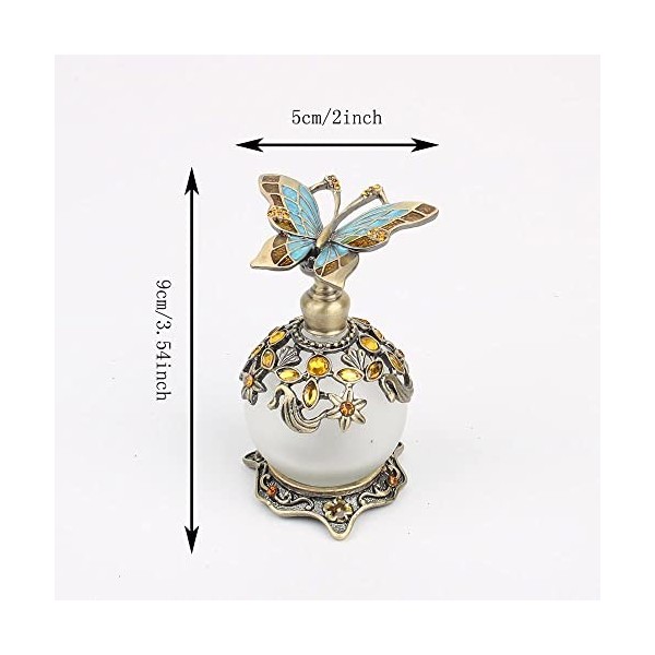 LiuliuBull Bouteille de Parfum en Verre Rechargeable Vide avec émail Papillon Essentiel bâton de bâton dhuile de métal Fanta