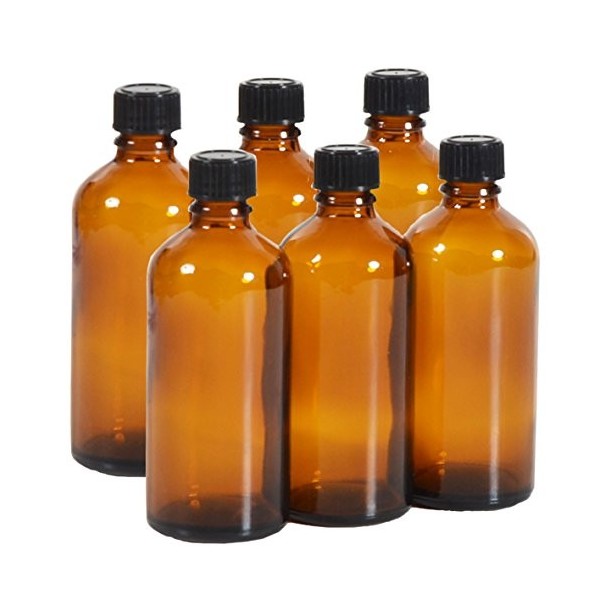 ComptoirDesBoites 6 x flacons vides en verre ambré avec bouchon - Contenance 100 mL - FL26DIN