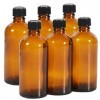ComptoirDesBoites 6 x flacons vides en verre ambré avec bouchon - Contenance 100 mL - FL26DIN
