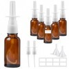 Furuising 6 Pièce Vaporisateurs Nasaux Vides en Verre, 30ml Petit Spray Nasal Vides, Réutilisable Ambre Flacon Pulvérisateur 