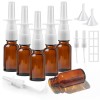 Furuising 6 Pièce Vaporisateurs Nasaux Vides en Verre, 30ml Petit Spray Nasal Vides, Réutilisable Ambre Flacon Pulvérisateur