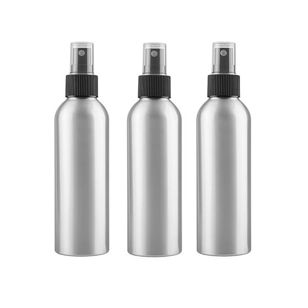3PCS 150ML 0.5oz flacons vaporisateurs vides en aluminium argenté avec tête de pulvérisation noire - Pulvérisateur à brume fi