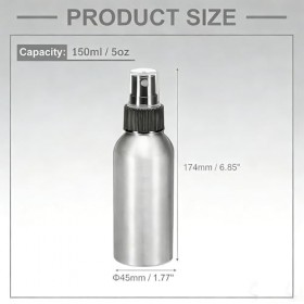 3PCS 150ML 0.5oz flacons vaporisateurs vides en aluminium argenté avec tête de pulvérisation noire - Pulvérisateur à brume fi
