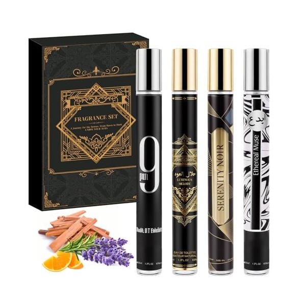 Coffret parfum homme, 4X35ml eau de toilette homme aux notes patchouli, cannelle et vanille | Sensuel et affirmé, parfum pour
