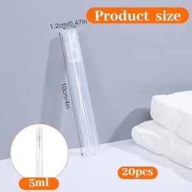 Tucnoeu Lot de 20 mini flacons pulvérisateurs de 5 ml - Petit vaporisateur de parfum - Rechargeable - Brume fine - Convient p...