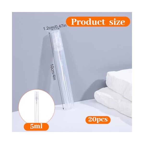 Tucnoeu Lot de 20 mini flacons pulvérisateurs de 5 ml - Petit vaporisateur de parfum - Rechargeable - Brume fine - Convient p...