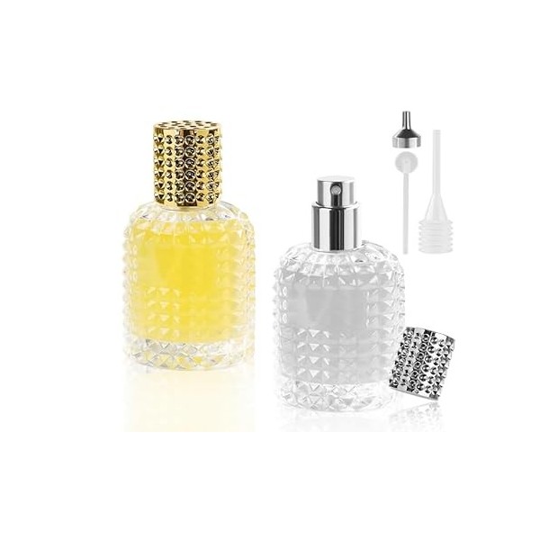 REBECCAGIBSON 2 pièce Vaporisateur de parfum vide rechargeable en verre avec brume fine,50 ml,Petit flacon de parfum portable...