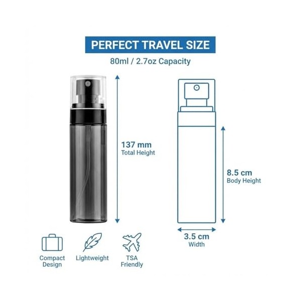 KAHZOR 2 Pièces Mini Flacon Spray Vide, Atomiseur Rechargeable, Vaporisateur Cheveux, Spray Bottle, Pulvérisateur Vide, pour ...