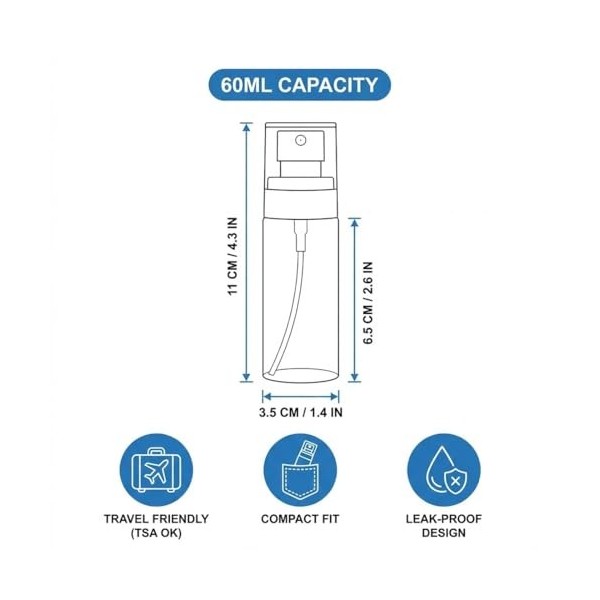 KAHZOR 2 Pièces Mini Flacon Spray, Petit Vaporisateur Rechargeable pour Parfum, Liquide Nettoyant, Shampooing, Spray Cheveux ...