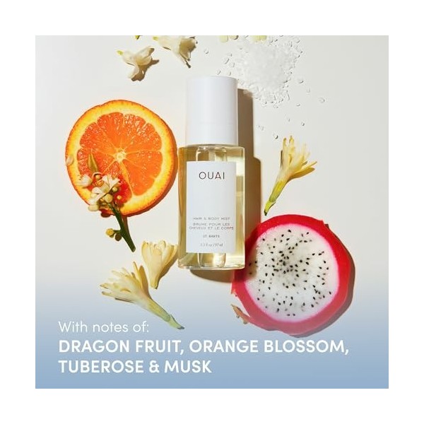 OUAI Brume cheveux & corps St. Barts - Parfum pour cheveux & spray corps au parfum tropical - Notes de fruit du dragon, fleur