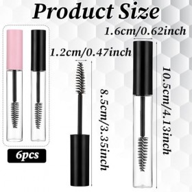 HJZHII Lot de 6 flacons de mascara vides de 10 ml, transparents, rechargeables, avec baguette magique, en plastique, brosse à...