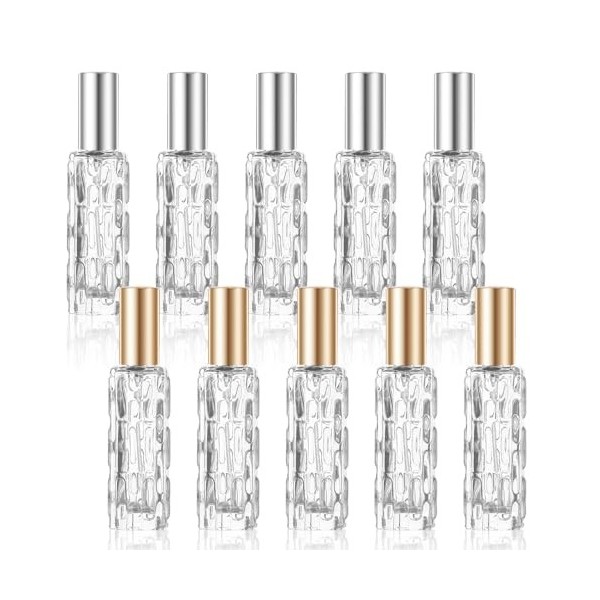 ViEinkaufen Lot de 10 vaporisateurs de parfum de voyage rechargeables de 10 ml, mini flacons vaporisateurs vides pour homme e
