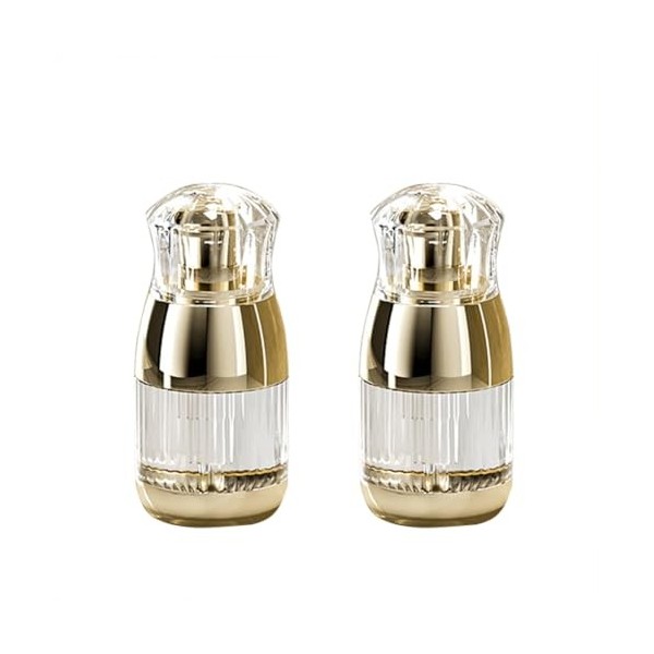 Lot de 2 flacons de lotion vides en plastique transparent avec pompe dorée - Distributeur de lotion rechargeable - Pour huile...
