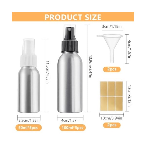 XTUDOU®14 Pièces Flacon Spray Vide 100ml, Comprenant 2 Entonnoirs et 2 éTiquettes AdhéSives, Mini Flacons PulvéRisateurs pour...