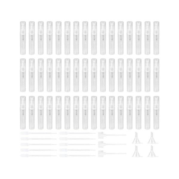 lalago Lot de 100 Mini Flacons Vaporisateurs en Plastique Transparent 3ML, Echantillon Parfum Vide Spray, Flacon Pulvérisateu...
