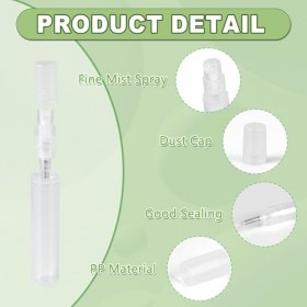 lalago Lot de 100 Mini Flacons Vaporisateurs en Plastique Transparent 3ML, Echantillon Parfum Vide Spray, Flacon Pulvérisateu...