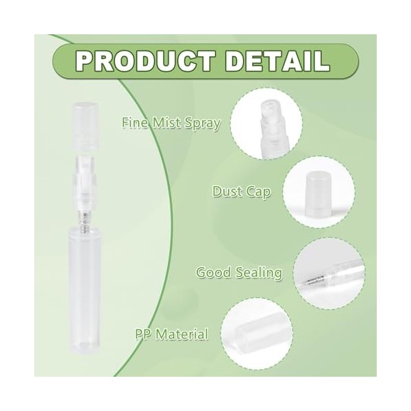 lalago Lot de 100 Mini Flacons Vaporisateurs en Plastique Transparent 3ML, Echantillon Parfum Vide Spray, Flacon Pulvérisateu...