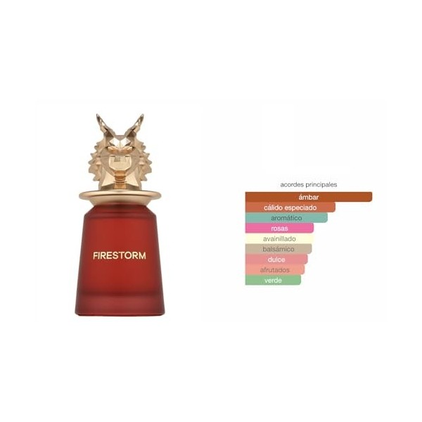 Firestorm Eau de parfum 100 ml, parfum arabe unisexe de longue durée, avec atomiseur rechargeable 5 ml, parfum avec notes de ...