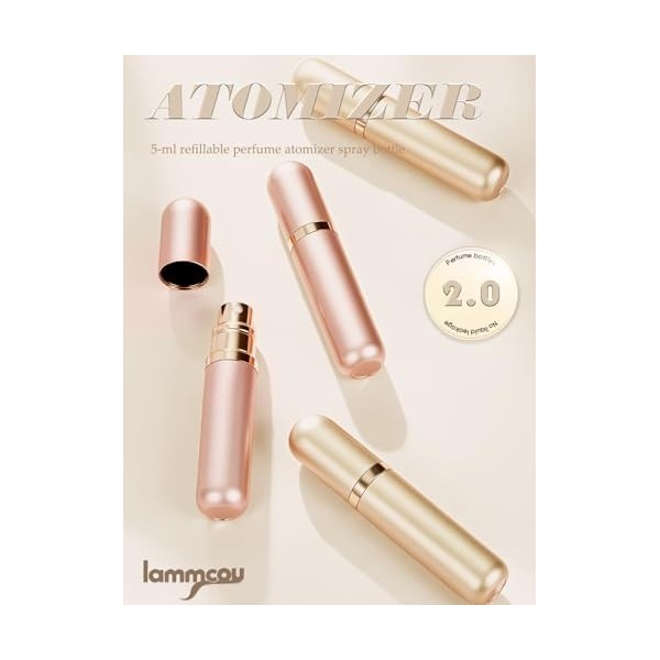 Lammcou Vaporisateur de Parfum Voyage, 5ml Flacon Parfum Rechargeable Portable Antifuite en Aluminium, Mini Spray Parfum pour