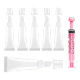AEUXZA Lot de 6 Tubes de Gloss à Lèvres Vides, Flacons Cosmétiques Rechargeables, Baume à Lèvres Vide, Tube Gloss Transparent...