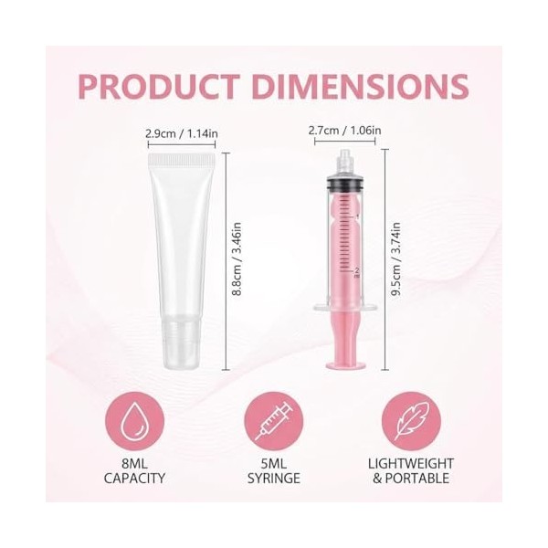 AEUXZA Lot de 6 Tubes de Gloss à Lèvres Vides, Flacons Cosmétiques Rechargeables, Baume à Lèvres Vide, Tube Gloss Transparent...