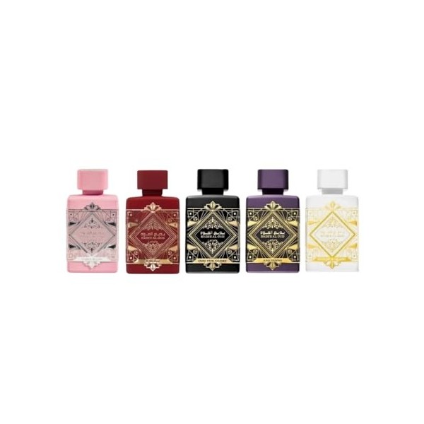 Lattafa Badee Al Oud Collection - Lot de 5 mini parfums de 5 ml deau de parfum - Glory, Noble Blush, Amethyst, Honor & Glory ...