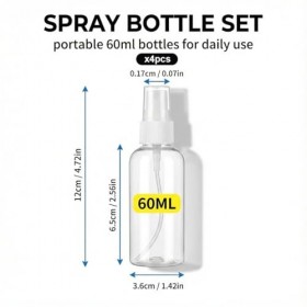 CATZUM Set de flacons de voyage portables, 4 pièces 60ml , plastique rechargeables, bouteilles transparentes avec 2 entonnoi ...