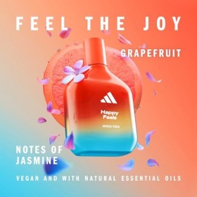 Adidas Vibes Happy Feels Eau de Parfum pour Tous, Parfum Vivant et Excitant Longue Durée Pamplemousse et Jasmin 30 ml