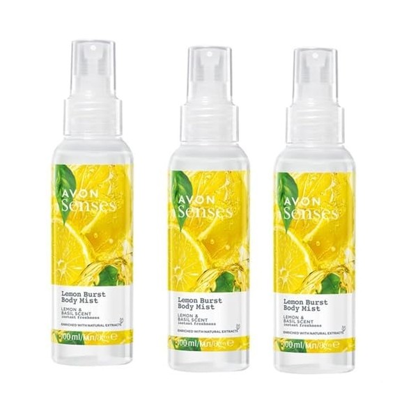 Avon Lot de 3 vaporisateurs parfumés pour le corps 100 ml 3 x Lemon Burst Parfum