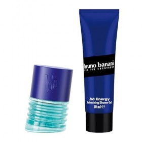 bruno banani BB Energy Eau de Parfum + BB Energy Gel Douche Homme Masculin Parfum Boisé Fougère 30ml + 50ml