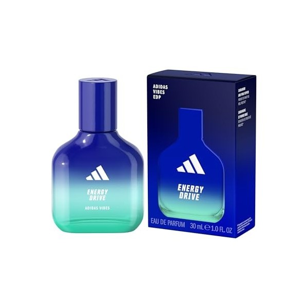 adidas Vibes Energy Drive - Eau de parfum unisexe - Longue durée et énergisante - Aux huiles essentielles naturelles - 30 ml