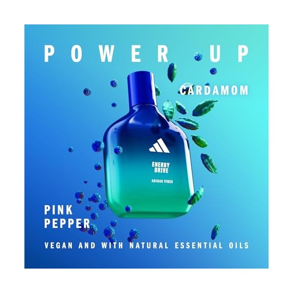 adidas Vibes Energy Drive - Eau de parfum unisexe - Longue durée et énergisante - Aux huiles essentielles naturelles - 30 ml