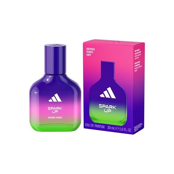 Adidas Vibes Spark Up Eau de Parfum, pour tous, énergisant et intrigant, Parfum longue durée, orange douce et poivre noir, 30
