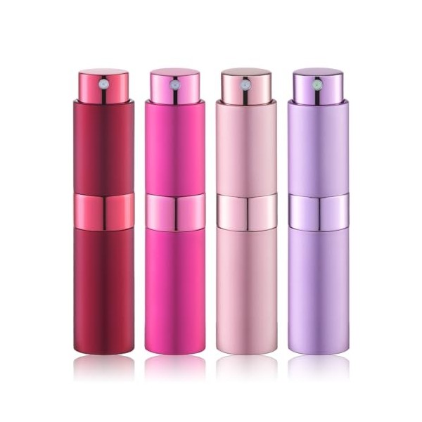 Lulupack 8ml Atomiseur de Parfum,Flacon Pulvérisateur deau de Cologne,Atomiseur Portable Rechargeable 4pcs, Séries Rouges Pa...