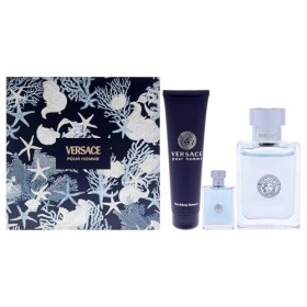 Versace Pour Homme by Versace for Men - 3 Pc Gift Set 3.4oz EDT Spray, 0.17oz EDT Spray Mini , 5oz Bath and Shower Gel