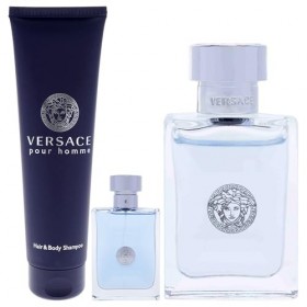 Versace Pour Homme by Versace for Men - 3 Pc Gift Set 3.4oz EDT Spray, 0.17oz EDT Spray Mini , 5oz Bath and Shower Gel