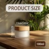 1 pot à crème rond vide en verre dépoli translucide de 100 g 100 ml avec couvercle en bois naturel et doublure intérieure pou...