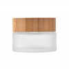 1 pot à crème rond vide en verre dépoli translucide de 100 g 100 ml avec couvercle en bois naturel et doublure intérieure pou...
