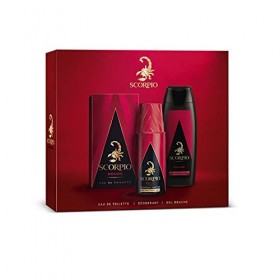 SCORPIO - Coffret 3 produits Rouge - Coffret Cadeau Homme - Eau de toilette flacon 75ml, Gel Douche 250ml et Déodorant atomis...