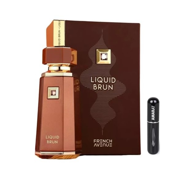Parfum Liquid Brun 100 ml, arabe longue durée, eau de parfum importée de Dubaï, atomiseur rechargeable 5 ml, notes de cannell...