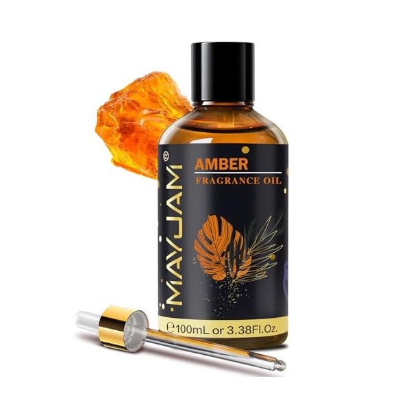 MAYJAM Huile Parfumée De Ambrée 100ml, Premium Huile Parfumée Ambrée Pour Diffuseur DHuiles Essentielles, Aromathérapie Parfum