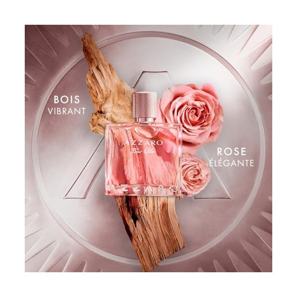 Azzaro Pour Elle - Eau de Parfum pour Femme - Florale, Boisée et Fruitée - Parfum Gourmand - Accords de Citron, Rose et Bois 
